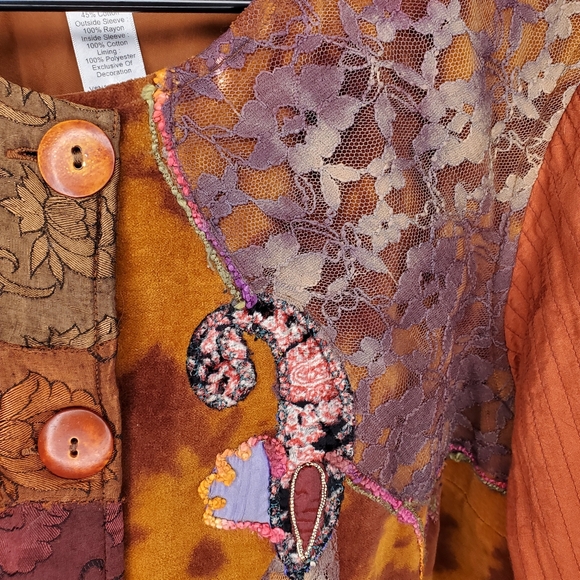 Coldwater Creek Artsy Jacket Womens 2X Multicolor Embroidered Vtg 90s Witchy - Picture 4 of 9